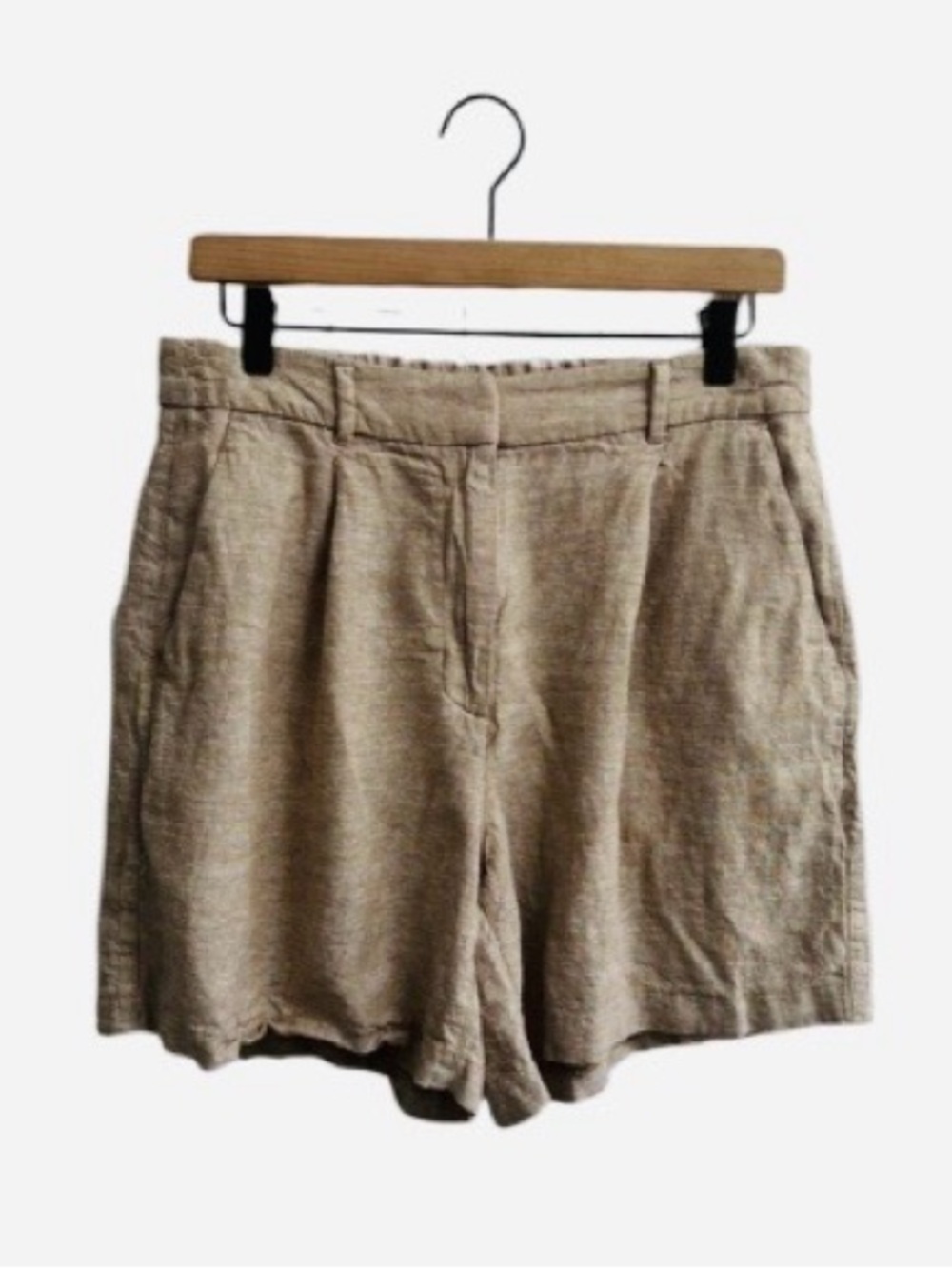OLD NAVY-LINEN BLEND High Waist Women's Shorts in Taupe Beige
